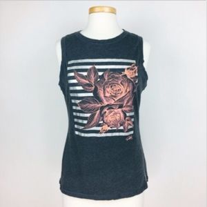 Reebok Orange Rose and Silver Metallic Stripe Tank